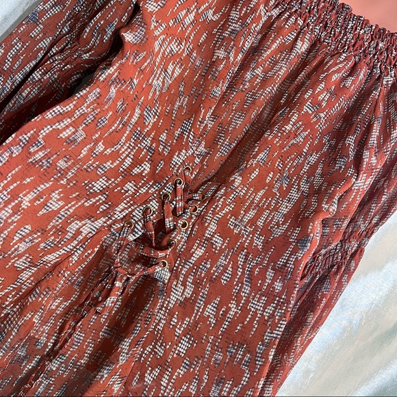 Sexy off shoulder, boho bell sleeved, back laced chiffon high low top, S - Picture 8 of 12